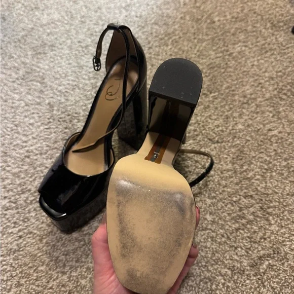 Sam Edelman Black Patent Platform Heels - Picture 2 of 4